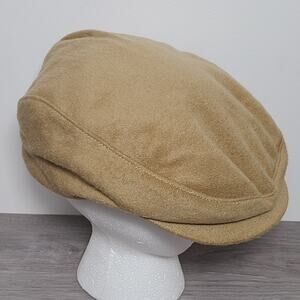 Lands' End Cashmere Newsboy Cap Flat Soft Camel Color Medium